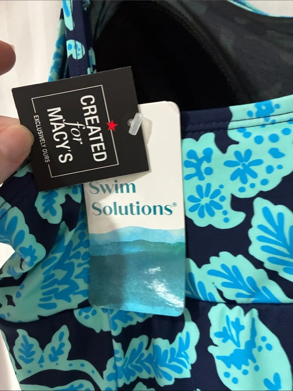 Swim Solutions Blue & Turquoise Floral One-Piece Swimdress - Picture 9 of 11